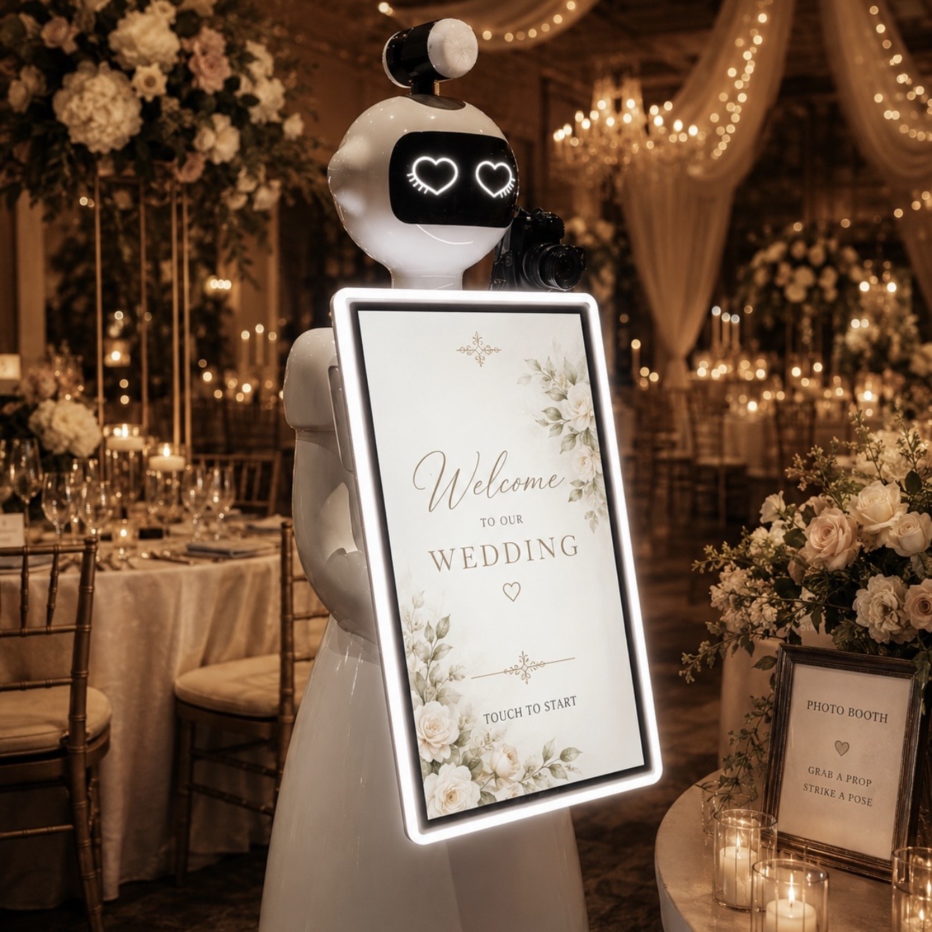 Robot photo booth at a luxury wedding